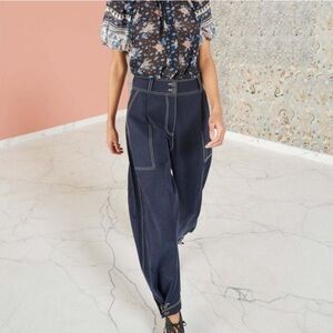 Ulla Johnson Fleet Pant Navy Tencel Cotton size 4